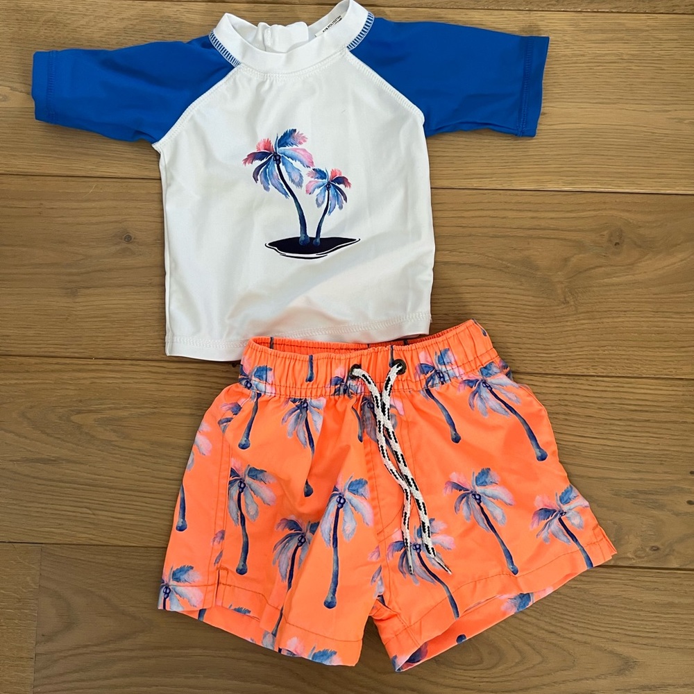 Snapper Rock Baby Swimsuit & Rash Guard Set | UPF 50 | Size 3-6 Months
